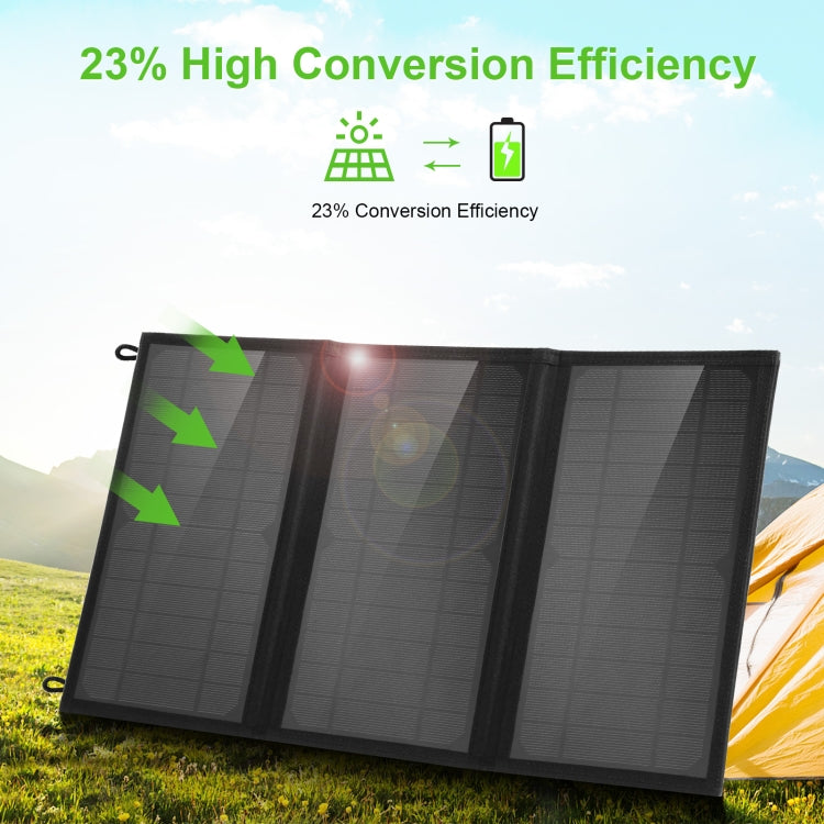 HAWEEL 18W 3패널 접이식 태양광 패널 충전기 가방, 5V / 3.1A 최대 듀얼 USB 포트 지원, QC3.0 및 AFC 지원, 18W 3패널