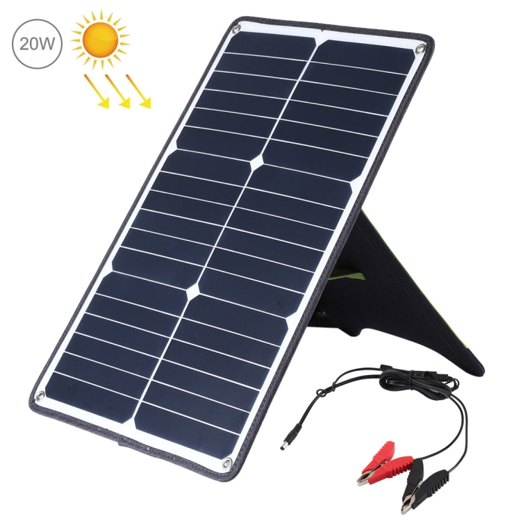HAWEEL 휴대용 20W 단결정 실리콘 태양광 패널 충전기, USB 포트 및 홀더, 타이거 클립 포함, QC3.0 및 AFC 지원