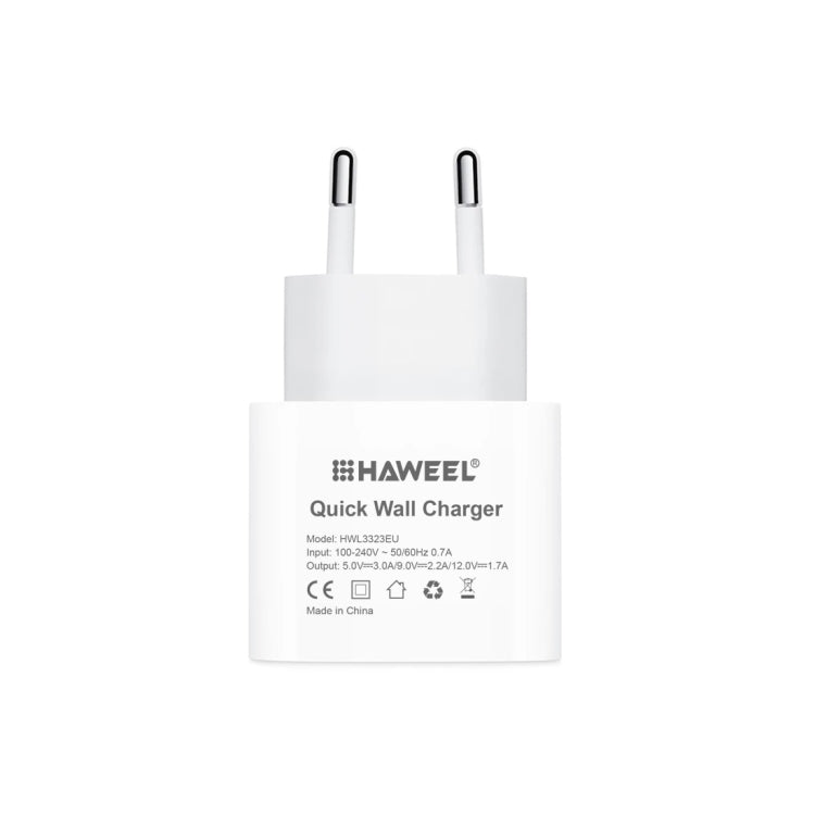 HAWEEL PD 20W 단일 USB-C / Type-C 인터페이스 QC 여행용 충전기, 전체 QC 프로토콜 지원, EU 플러그, QC 충전기 EU 플러그