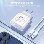 HAWEEL PD 20W 단일 USB-C / Type-C 인터페이스 QC 여행용 충전기, 전체 QC 프로토콜 지원, EU 플러그, QC 충전기 EU 플러그