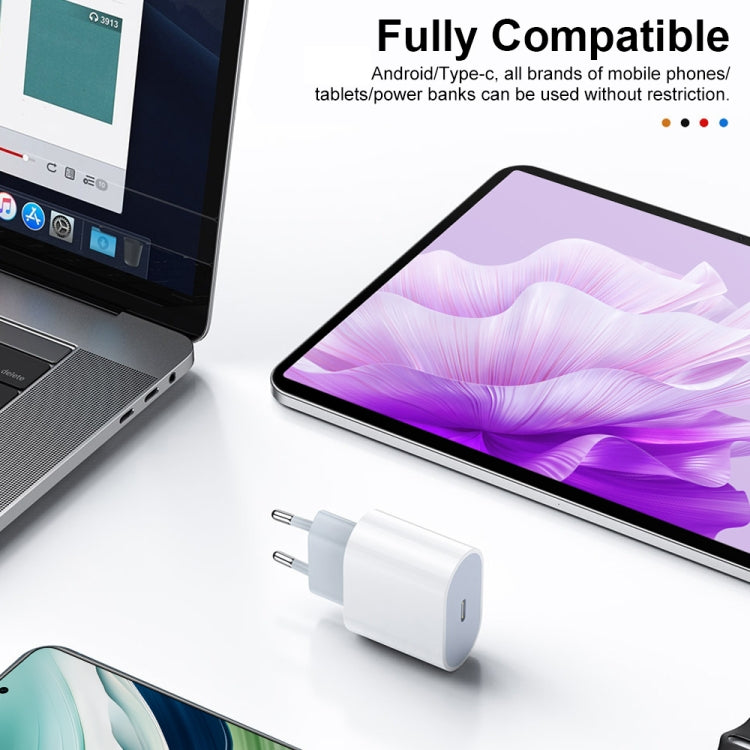 HAWEEL PD 20W 단일 USB-C / Type-C 인터페이스 QC 여행용 충전기, 전체 QC 프로토콜 지원, EU 플러그, QC 충전기 EU 플러그