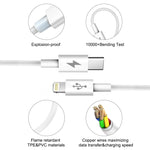 HAWEEL 25W 3A USB-C / 타입-C to 8핀 PD 고속 충전 케이블 아이폰, 아이패드용, 케이블 길이: 2m, 타입-C to 8핀 2m