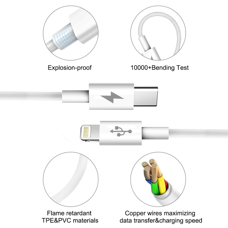 HAWEEL 25W 3A USB-C / 타입-C to 8핀 PD 고속 충전 케이블 아이폰, 아이패드용, 케이블 길이: 2m, 타입-C to 8핀 2m