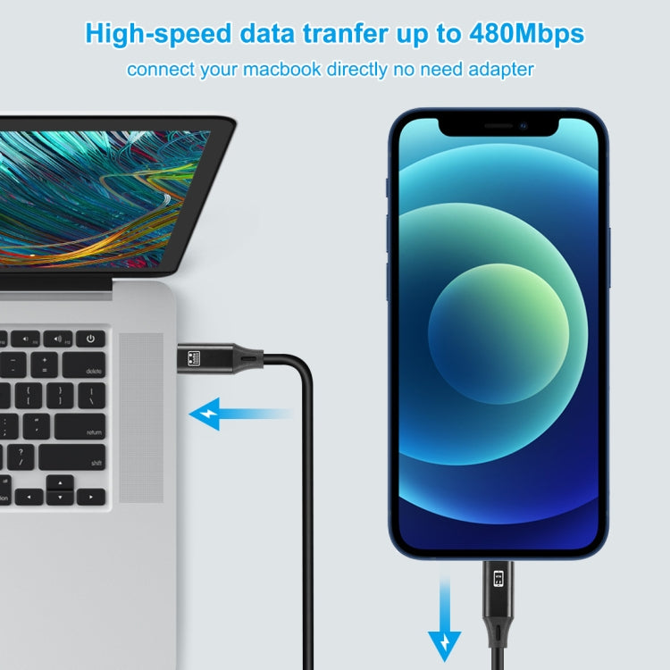 HAWEEL 1m USB-C / 타입-C to 8핀 OTG 동기화 데이터 / 충전 케이블