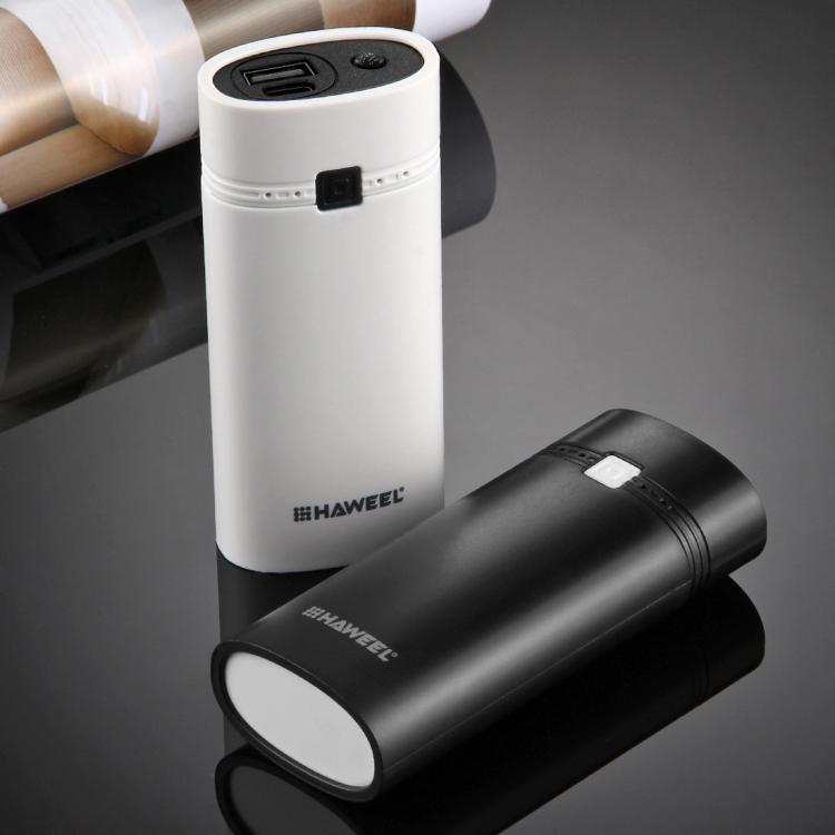 HAWEEL DIY 2x 18650 배터리 (미포함) 5600mAh 보조 배터리 케이스 USB 출력 및 표시등 포함, DIY 2배터리(블랙), DIY 2배터리(화이트)