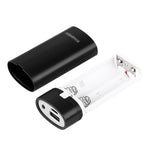 HAWEEL DIY 2x 18650 배터리 (미포함) 5600mAh 보조 배터리 케이스 USB 출력 및 표시등 포함, DIY 2배터리(블랙), DIY 2배터리(화이트)
