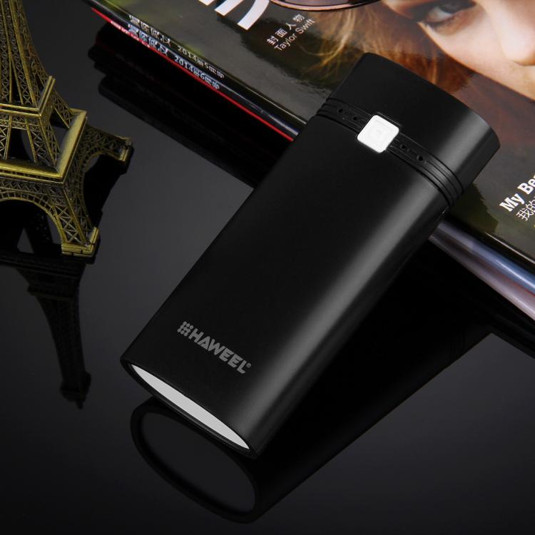 HAWEEL DIY 2x 18650 배터리 (미포함) 5600mAh 보조 배터리 케이스 USB 출력 및 표시등 포함, DIY 2배터리(블랙), DIY 2배터리(화이트)