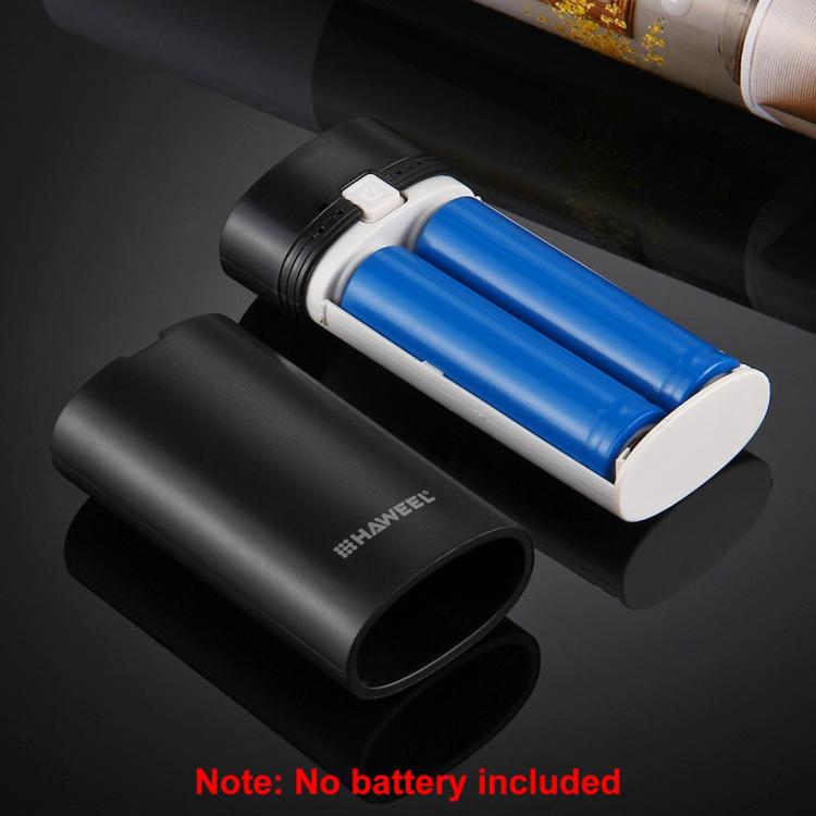 HAWEEL DIY 2x 18650 배터리 (미포함) 5600mAh 보조 배터리 케이스 USB 출력 및 표시등 포함, DIY 2배터리(블랙), DIY 2배터리(화이트)