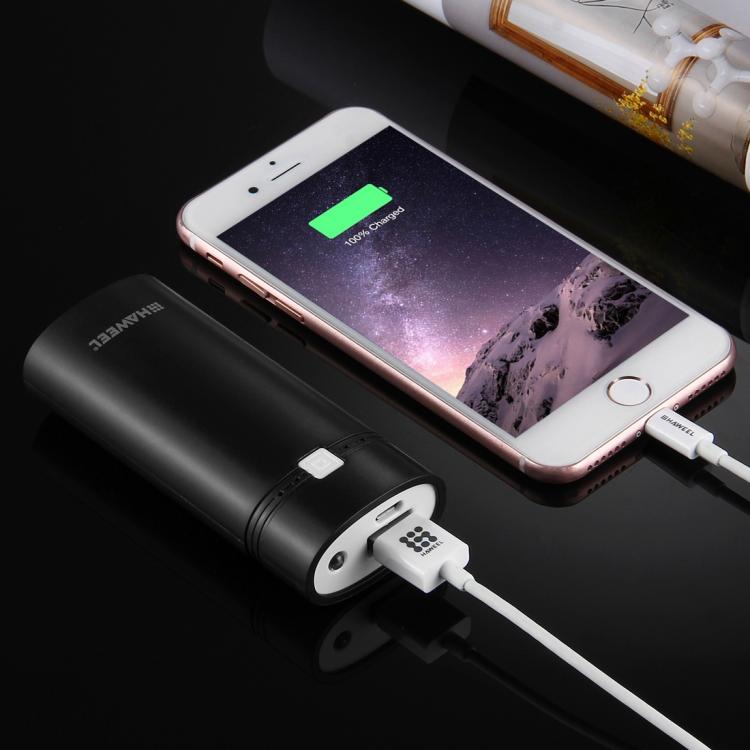 HAWEEL DIY 2x 18650 배터리 (미포함) 5600mAh 보조 배터리 케이스 USB 출력 및 표시등 포함, DIY 2배터리(블랙), DIY 2배터리(화이트)