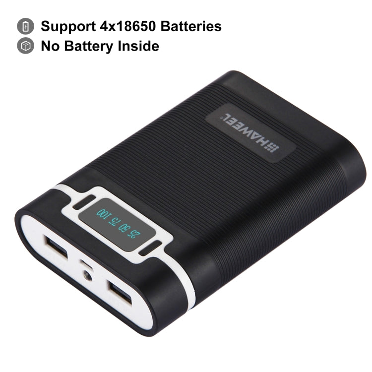 HAWEEL DIY 4 x 18650 배터리 (미포함) 10000mAh 보조 배터리 케이스 2 x USB 출력 및 디스플레이 포함 아이폰, 갤럭시, 소니, HTC, 구글, 화웨이, 샤오미, 레노버 및 기타 스마트폰용, DIY 4 x 18650 10000mAh 배터리 (미국)