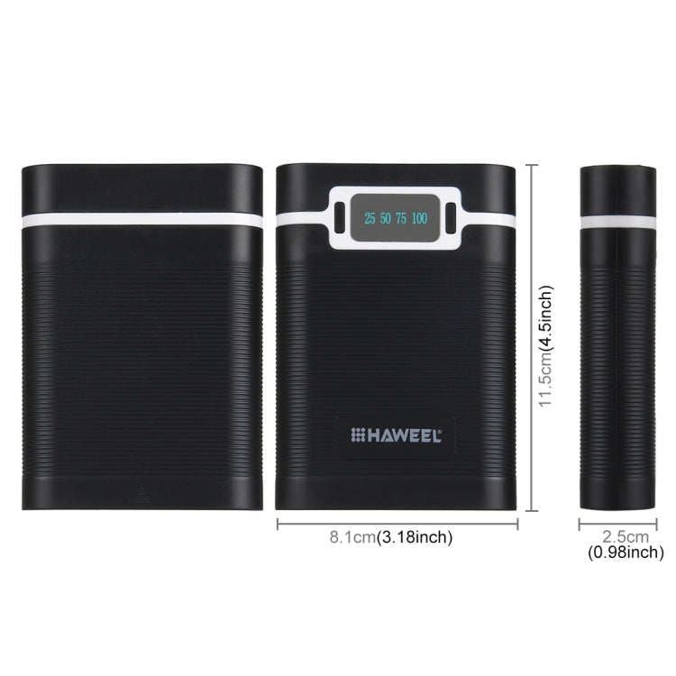 HAWEEL DIY 4 x 18650 배터리 (미포함) 10000mAh 보조 배터리 케이스 2 x USB 출력 및 디스플레이 포함 아이폰, 갤럭시, 소니, HTC, 구글, 화웨이, 샤오미, 레노버 및 기타 스마트폰용, DIY 4 x 18650 10000mAh 배터리 (미국)