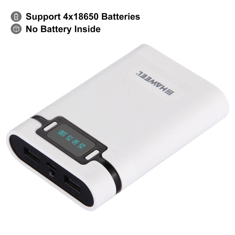 HAWEEL DIY 4 x 18650 배터리 (미포함) 10000mAh 보조 배터리 케이스 2 x USB 출력 및 디스플레이 포함 아이폰, 갤럭시, 소니, HTC, 구글, 화웨이, 샤오미, 레노버 및 기타 스마트폰용, DIY 4 x 18650 10000mAh 배터리 (미국)
