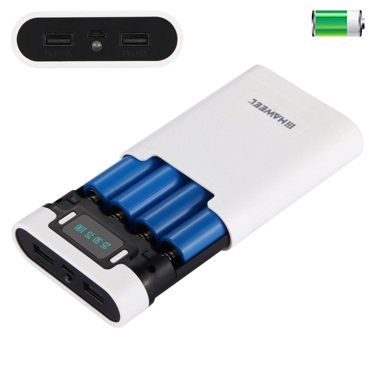 HAWEEL DIY 4 x 18650 배터리 (미포함) 10000mAh 보조 배터리 케이스 2 x USB 출력 및 디스플레이 포함 아이폰, 갤럭시, 소니, HTC, 구글, 화웨이, 샤오미, 레노버 및 기타 스마트폰용, DIY 4 x 18650 10000mAh 배터리 (미국)