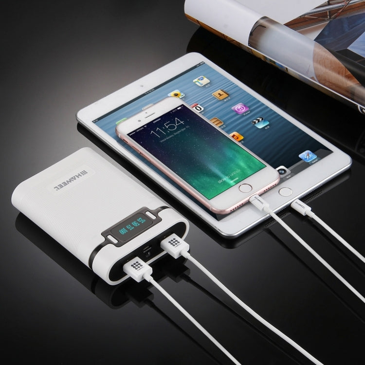 HAWEEL DIY 4 x 18650 배터리 (미포함) 10000mAh 보조 배터리 케이스 2 x USB 출력 및 디스플레이 포함 아이폰, 갤럭시, 소니, HTC, 구글, 화웨이, 샤오미, 레노버 및 기타 스마트폰용, DIY 4 x 18650 10000mAh 배터리 (미국)