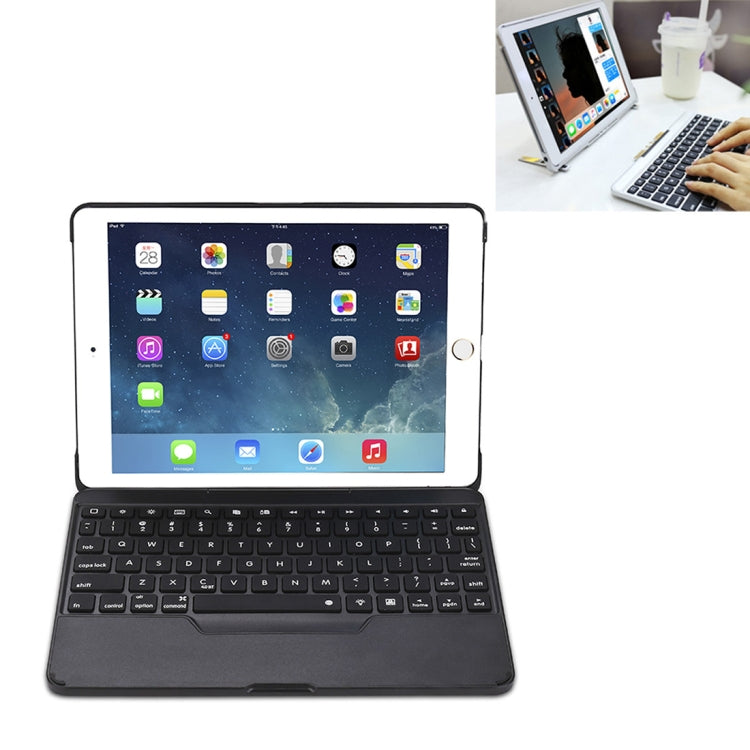 F611 분리형 컬러 백라이트 알루미늄 백플레인 무선 블루투스 키보드 태블릿 케이스 iPad Air 2 / 9.7 (2018) / 9.7인치 (2017) / Air / Pro 9.7인치용