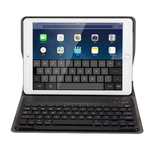 분리형 블루투스 키보드 + 가로 플립 가죽 태블릿 케이스 홀더 포함 iPad Pro 9.7인치, iPad Air, iPad Air 2, iPad 9.7인치 (2017), iPad 9.7인치 (2018)용, A07 블랙, A07 골드, A07 블루, A07 로즈 골드