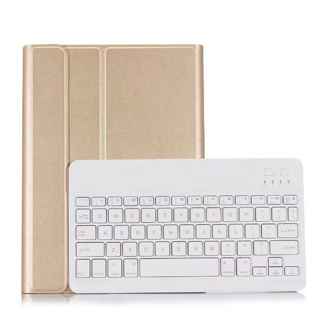 분리형 블루투스 키보드 + 가로 플립 가죽 태블릿 케이스 홀더 포함 iPad Pro 9.7인치, iPad Air, iPad Air 2, iPad 9.7인치 (2017), iPad 9.7인치 (2018)용, A07 블랙, A07 골드, A07 블루, A07 로즈 골드