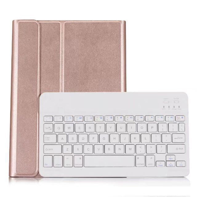 분리형 블루투스 키보드 + 가로 플립 가죽 태블릿 케이스 홀더 포함 iPad Pro 9.7인치, iPad Air, iPad Air 2, iPad 9.7인치 (2017), iPad 9.7인치 (2018)용, A07 블랙, A07 골드, A07 블루, A07 로즈 골드