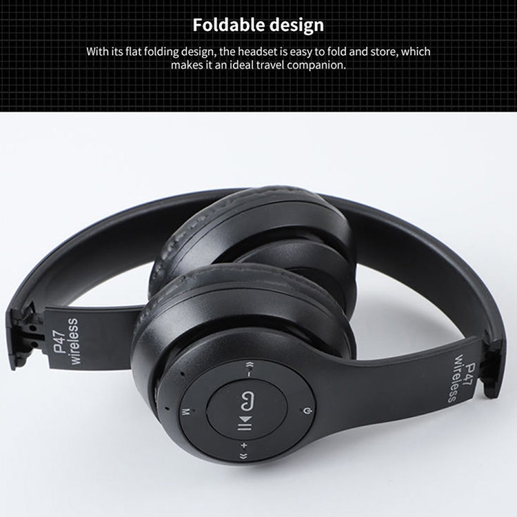 P47 접이식 무선 블루투스 헤드폰 3.5mm 오디오 잭 지원, MP3 / 통화 지원, P47 블랙, P47 블루, P47 레드, P47 화이트, P47 그린