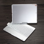 F102AS iPad 10.2인치용 컬러 백라이트 회전식 블루투스 키보드 가죽 태블릿 케이스 펜 슬롯 기능 포함
