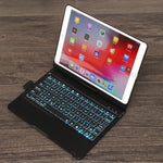 F102AS iPad 10.2인치용 컬러 백라이트 회전식 블루투스 키보드 가죽 태블릿 케이스 펜 슬롯 기능 포함
