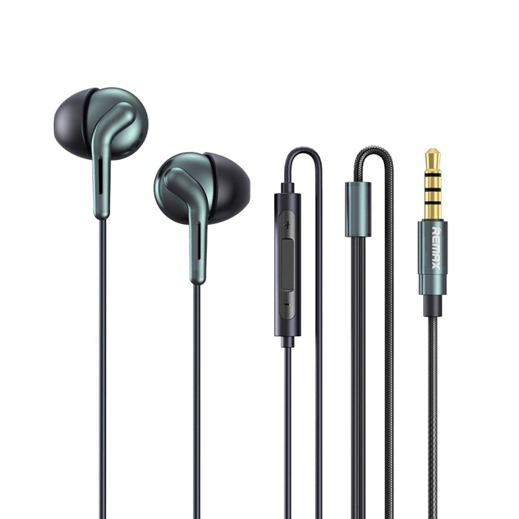 REMAX RM-595 3.5mm 골드 핀 유선 컨트롤 + 마이크 지원 핸즈프리 인이어 스테레오 더블 액션 메탈 뮤직 이어폰