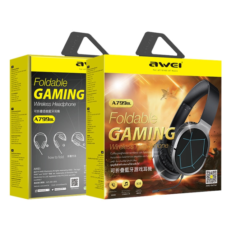 awei A799BL 블루투스 5.0 접이식 헤드 마운트 블루투스 게이밍 헤드셋