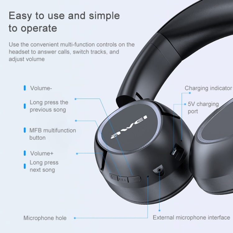 AWEI A770BL 블루투스 5.0 스테레오 무선 블루투스 헤드셋