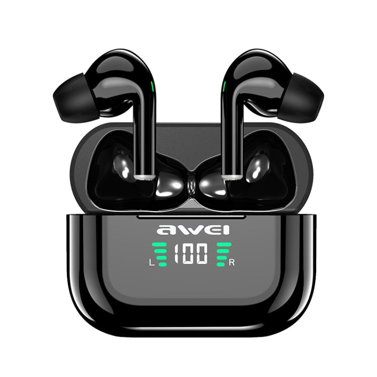awei T29P 블루투스 V5.0 LED 디지털 디스플레이 진정한 무선 스포츠 IPX4 방수 TWS 헤드셋 충전 케이스 포함