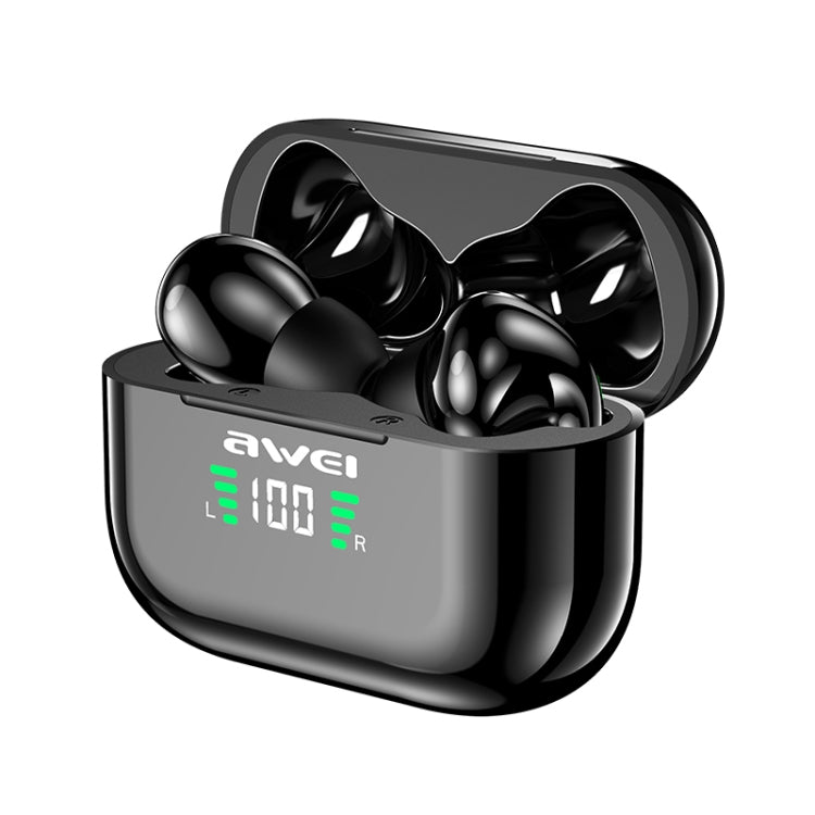 awei T29P 블루투스 V5.0 LED 디지털 디스플레이 진정한 무선 스포츠 IPX4 방수 TWS 헤드셋 충전 케이스 포함