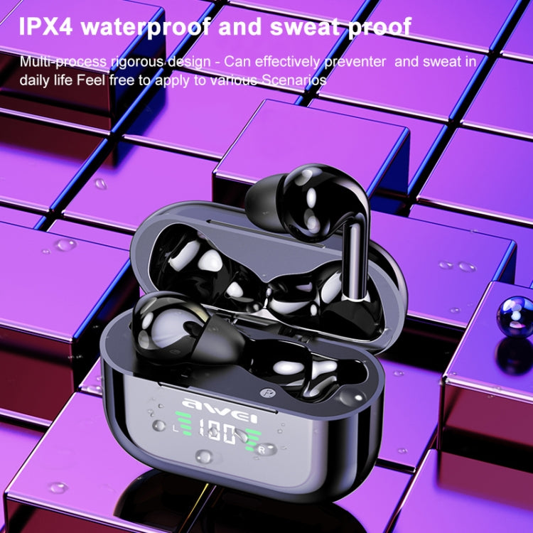 awei T29P 블루투스 V5.0 LED 디지털 디스플레이 진정한 무선 스포츠 IPX4 방수 TWS 헤드셋 충전 케이스 포함