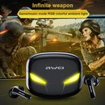 awei T35 블루투스 V5.0 진정한 무선 스포츠 게임 듀얼 모드 IPX5 방수 TWS 헤드셋 충전 케이스 포함