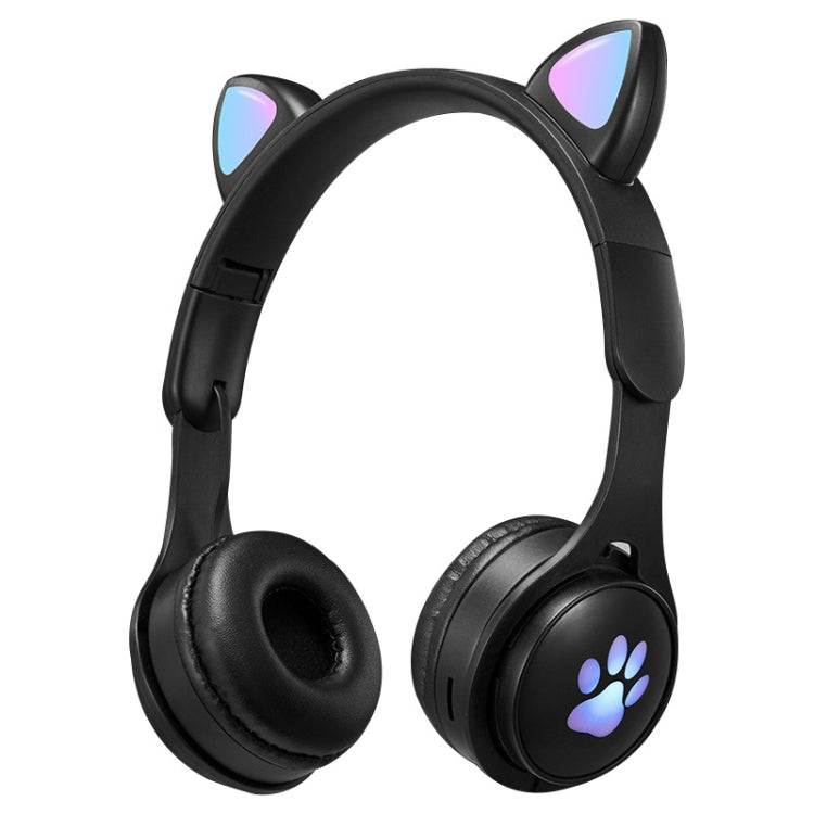 B30 고양이 발바닥 고양이 귀 컬러풀 발광 접이식 블루투스 헤드셋 3.5mm 잭 및 TF 카드 슬롯 포함