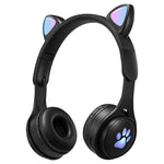 B30 고양이 발바닥 고양이 귀 컬러풀 발광 접이식 블루투스 헤드셋 3.5mm 잭 및 TF 카드 슬롯 포함