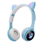 B30 고양이 발바닥 고양이 귀 컬러풀 발광 접이식 블루투스 헤드셋 3.5mm 잭 및 TF 카드 슬롯 포함