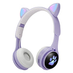 B30 고양이 발바닥 고양이 귀 컬러풀 발광 접이식 블루투스 헤드셋 3.5mm 잭 및 TF 카드 슬롯 포함