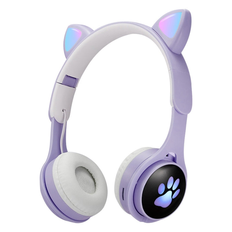 B30 고양이 발바닥 고양이 귀 컬러풀 발광 접이식 블루투스 헤드셋 3.5mm 잭 및 TF 카드 슬롯 포함
