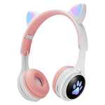 B30 고양이 발바닥 고양이 귀 컬러풀 발광 접이식 블루투스 헤드셋 3.5mm 잭 및 TF 카드 슬롯 포함