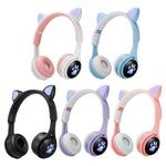 B30 고양이 발바닥 고양이 귀 컬러풀 발광 접이식 블루투스 헤드셋 3.5mm 잭 및 TF 카드 슬롯 포함