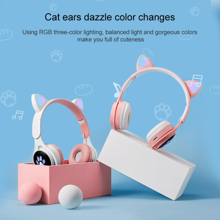B30 고양이 발바닥 고양이 귀 컬러풀 발광 접이식 블루투스 헤드셋 3.5mm 잭 및 TF 카드 슬롯 포함