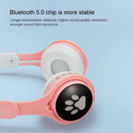 B30 고양이 발바닥 고양이 귀 컬러풀 발광 접이식 블루투스 헤드셋 3.5mm 잭 및 TF 카드 슬롯 포함