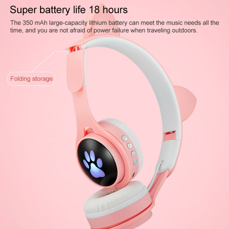 B30 고양이 발바닥 고양이 귀 컬러풀 발광 접이식 블루투스 헤드셋 3.5mm 잭 및 TF 카드 슬롯 포함