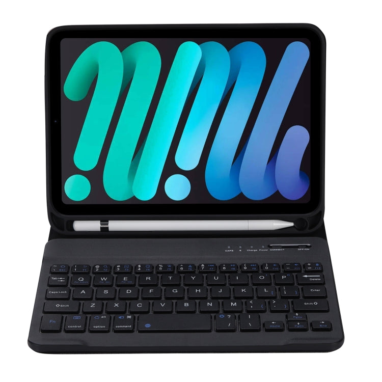 C06B 초슬림 캔디 컬러 블루투스 키보드 태블릿 케이스 iPad mini 6 / mini 7용, 스탠드 및 펜 슬롯 포함
