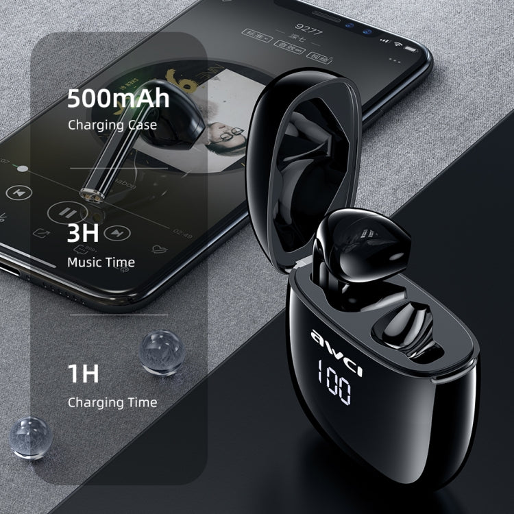 awei T28P 블루투스 V5.0 TWS 진정 무선 스포츠 LED 디스플레이 헤드셋 충전 케이스 포함
