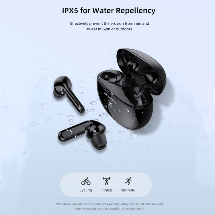 awei T15P 블루투스 V5.0 TWS 진정 무선 스포츠 LED 디스플레이 헤드셋 충전 케이스 포함, T15P