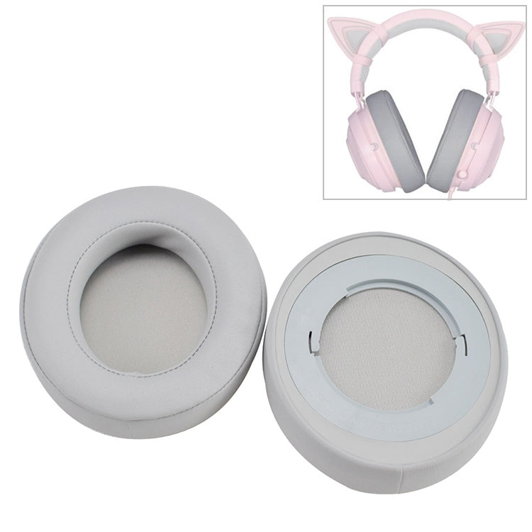 Razer Kraken 7.1 V2 헤드폰 쿠션 스펀지 그레이 네트 커버 이어머프 교체용 2개 세트, Razer Kraken 7.1 V2 (그레이)