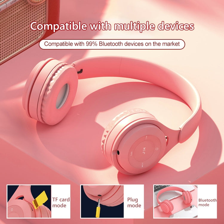 Y08 하이파이 사운드 품질 마카롱 블루투스 헤드셋, 통화 및 TF 카드, 3.5mm AUX 지원