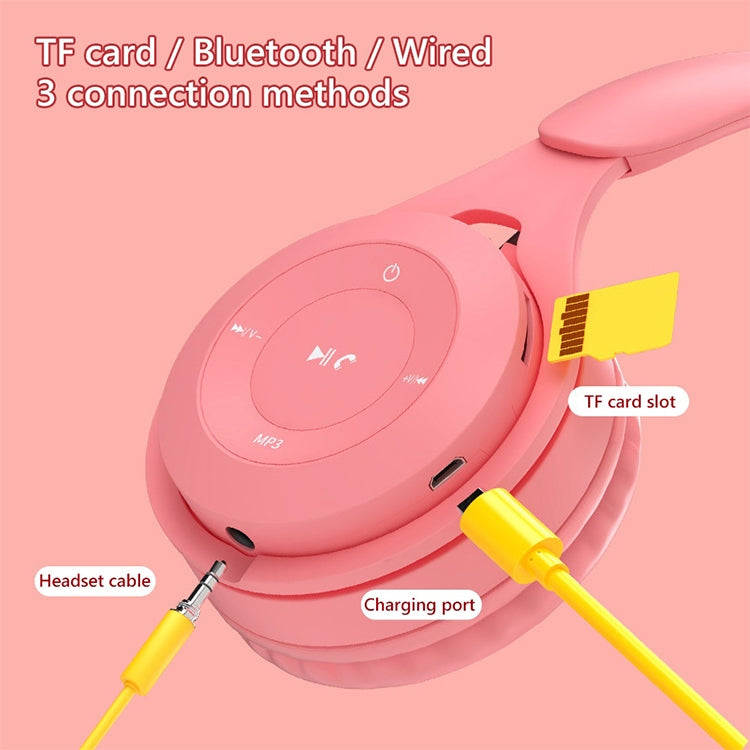 Y08 하이파이 사운드 품질 마카롱 블루투스 헤드셋, 통화 및 TF 카드, 3.5mm AUX 지원