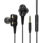 D12 1.2m 유선 인이어 3.5mm 인터페이스 스테레오 유선 제어 HIFI 이어폰 듀얼 모션 루프 러닝 게임 음악 헤드셋 포장 포함, D12 포장 포함 (검정), D12 포장 포함 (흰색)
