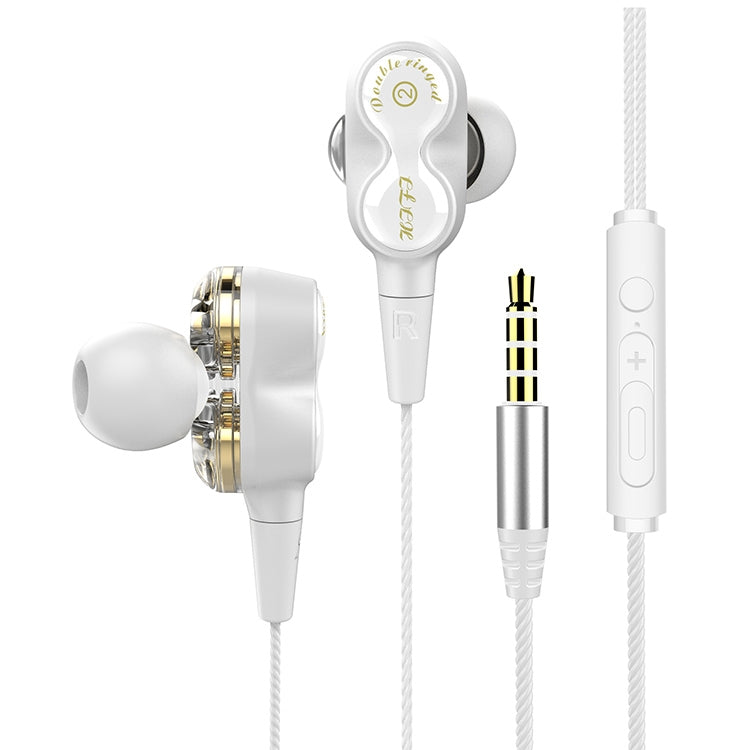 D12 1.2m 유선 인이어 3.5mm 인터페이스 스테레오 유선 제어 HIFI 이어폰 듀얼 모션 루프 러닝 게임 음악 헤드셋 포장 포함, D12 포장 포함 (검정), D12 포장 포함 (흰색)